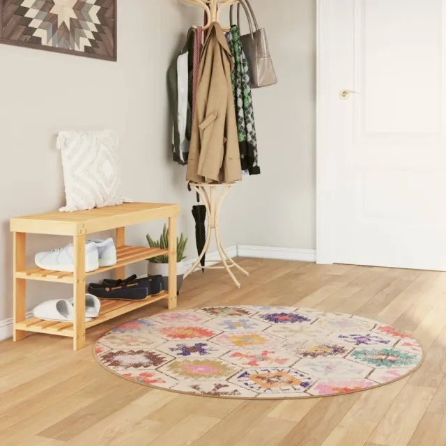 vidaXL Vloerkleed wasbaar Ø 120 cm meerkleurig, foto 2