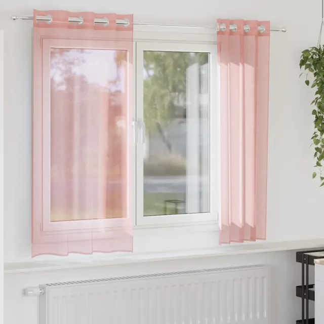 vidaXL Gordijnen voile met doorvoertules 2 st 140x140 cm roze