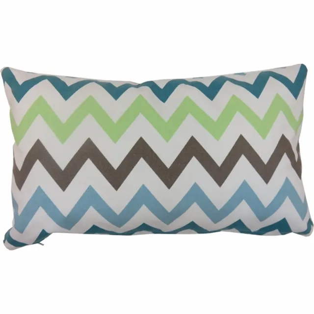 Linen & More Kussen Multi Zigzag Porcelai | 30 X 50 | Sierkussen Voor Woonkamer Of Slaapkamer Wit