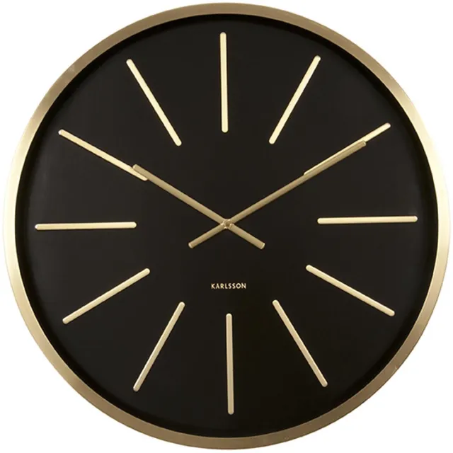 Karlsson Wandklok Maxiemus - Messing behuizing, Zwart - Ø60cm - Scandinavisch