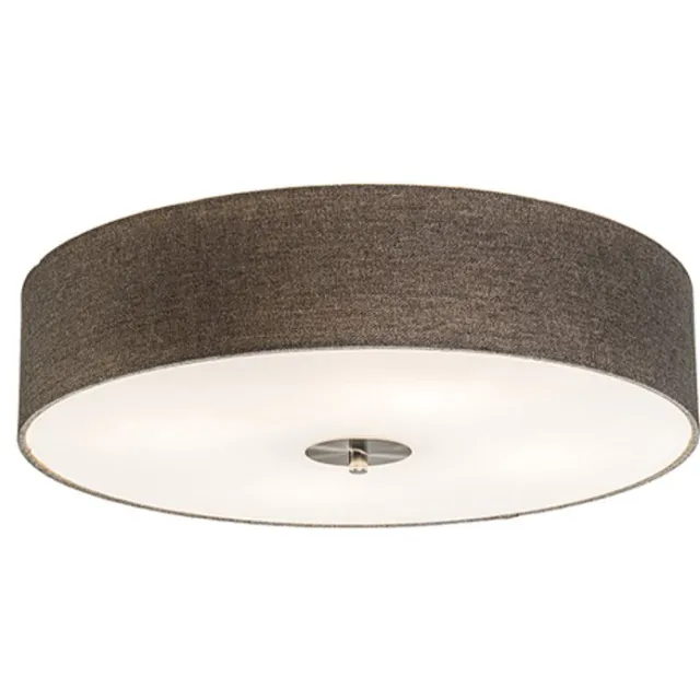 QAZQA Drum 50 Plafonnière - Met lampenkap - 4 lichts - Ø50 cm - Taupe