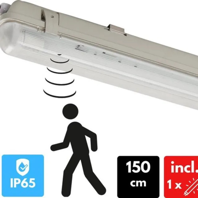 Proventa Outdoor LED TL lamp met bewegingssensor en daglichtsensor - Waterdicht - 150 cm - Tl-buizen - Tl-verlichting - Tl-armaturen Wit