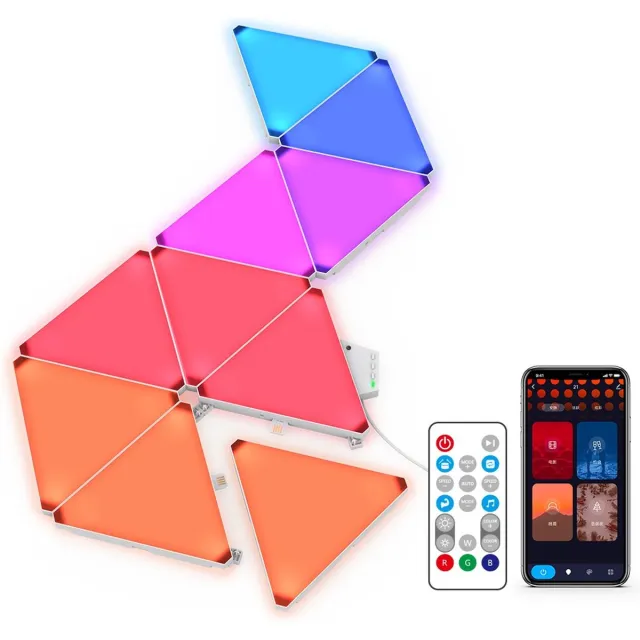 Glowinh.com Glowinh - Triangle Led Lights - Triangle Led Panelen - Led Wandlampen - Smart Lights - Smart Lamp - Slimme Verlichting - Wandlampen Binnen - Sfeerlampen - Sfeerverlichting - Led Verlichting - Zeshoek Lampen - Gaming - Remote & App Bediening - 6 Stuks 6 Triangle Panelen