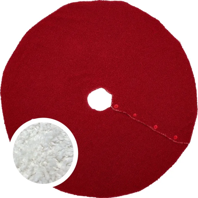 Unique Living Kerstboomrok - met knoopjes - rood - D90 cm - polyester - kerstboomkleed
