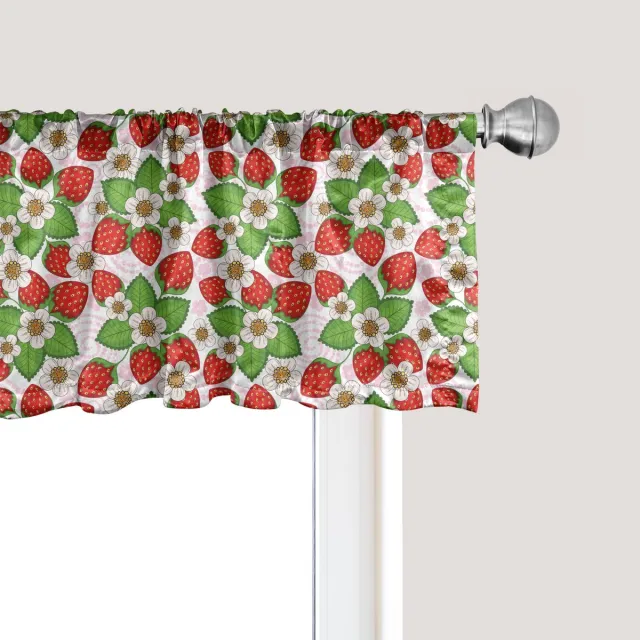 ABAKUHAUS Lente raamvalletje, gordijnvalletje voor keuken en slaapkamer met tunnelzoom, 137 cm x 45 cm, groenrood Groen Rood