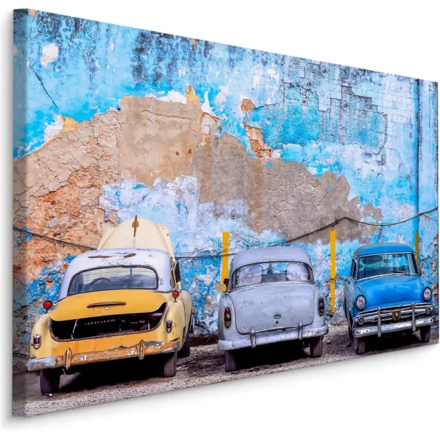 karo-art Schilderij - Oldtimers in Cuba, 5 maten, Premium Print Multikleur