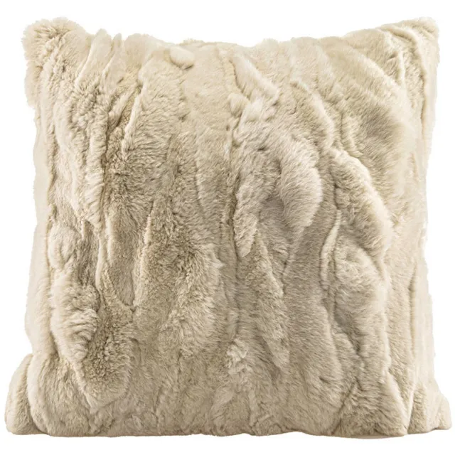 ilgi collection Gevuld sierkussen met golvende pluche structuur – Gebroken Beige – 45 x 45 cm