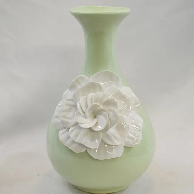 Richmond Vaas "Spring" Hoogte 22 cm, Ø 14 cm, mintgroen/wit groen-wit