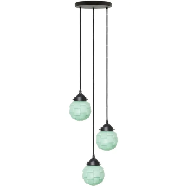 Coloured by Art 3 lichts hanglamp Bretagne Mint - Art Deco Trade Zachtgroen