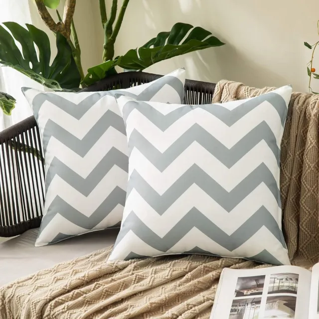 Famanu Geometrische Kussenslopen - Waterdicht - Set van 2 - 40x40 cm - Polyester Zilver