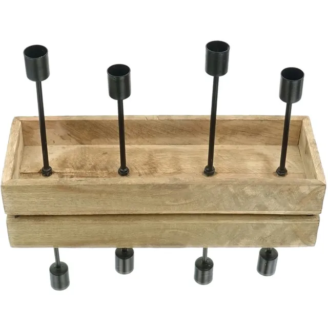 Gasper kaarsenstandaard 4-voudig naturel zwart 34x12