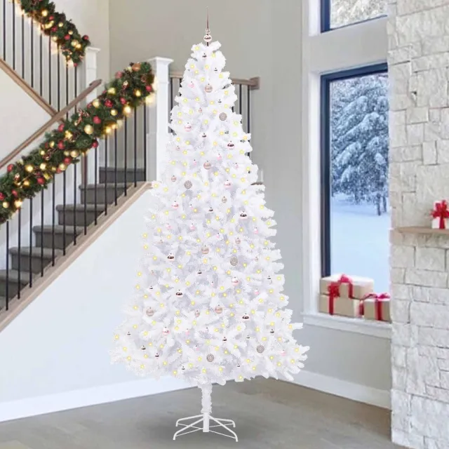 vidaXL Kunstkerstboom Wit 300 cm PVC en staal