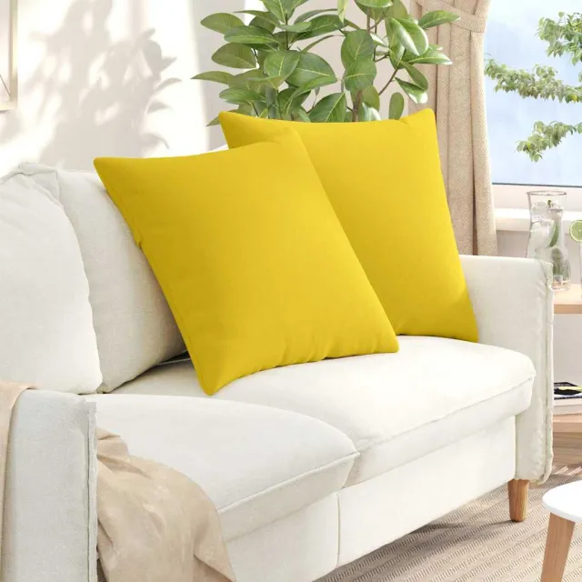vidaXL Sofa Kussens 2 st Stof Lichtgeel 60 x 60 cm