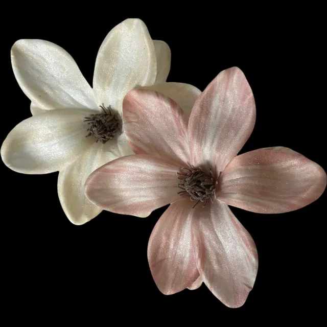 Seta Fiori Set 12 stuks - Magnolia clip - 2 kleuren - *AANBIEDING* 6x Creme 6x Pink