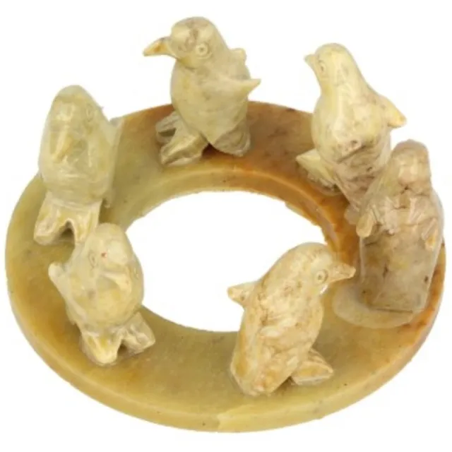 Ruben Robijn Speksteen Pinguins op ring (8cm) Speksteen geel