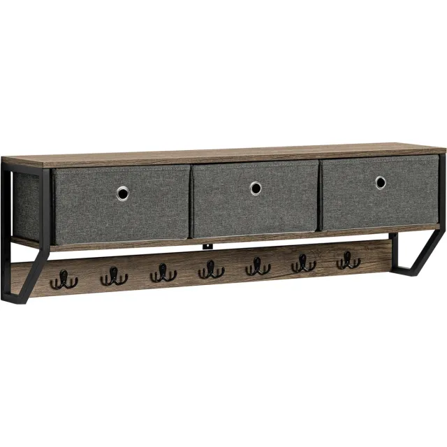 MARA Wandkapstok - Kapstok - Muurkapstok - 3 Manden - 7 Haken - 100 x 20 x 30 cm Bruin