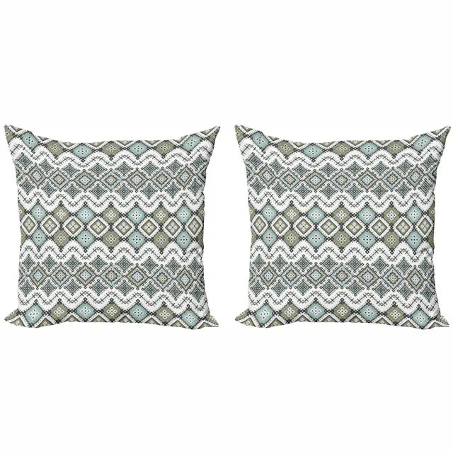 ABAKUHAUS Kussenhoes Set – 2x40x40 cm – Dubbelzijdig druk – Seafoam Weises Grün Seafoam