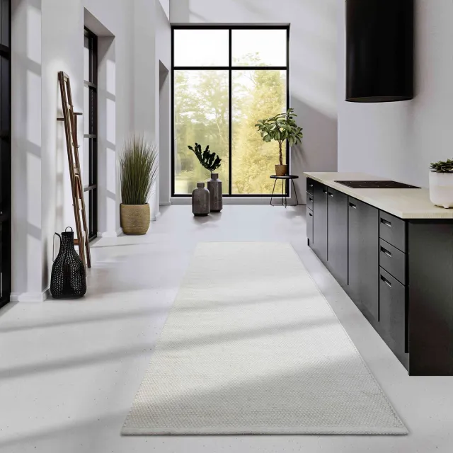 Elle Decoration Wollen Vloerkleed - Delhi - Crème - Laagpolig Tapijt - 80x200 cm Creme