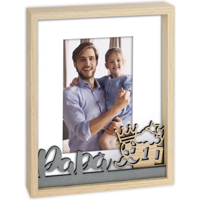 Zep Houten Fotolijst Danilo met tekst PAPA voor foto formaat 10x15 cm - PQ4546 Bruin