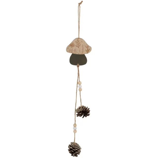 Feeric lights & Christmas Kerstversiering met paddenstoel en dennenappel van hout, 33 cm Vert