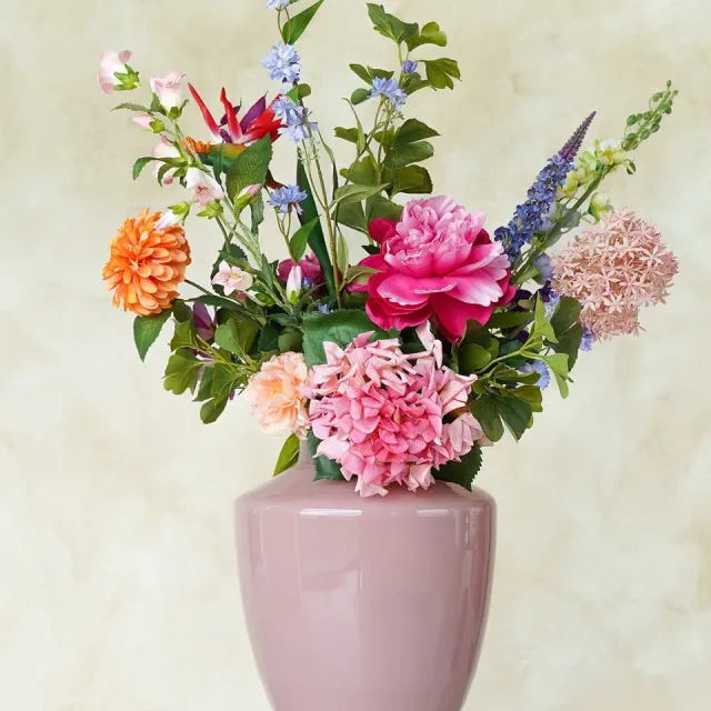 Fan of Flowers Alba – Zijden Boeket – Kunstbloemen Veldboeket – Roze, Oranje & Paars – 80 cm – Real-Touch Nepbloemen