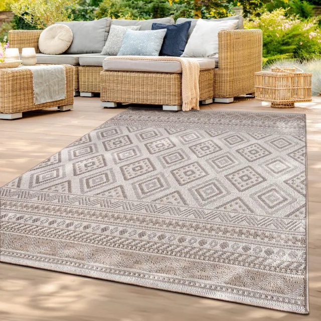 TT Home Binnen- en buitentapijt weerbestendig balkon keuken woonkamer tapijt 120 x 120 cm Rond 120 x 120 cm Rond beige