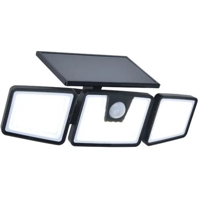 LUTEC Briti - Solar wandlamp voor buiten - Schijnwerper met PIR bewegingssensor - LED - 5000K - Zwart