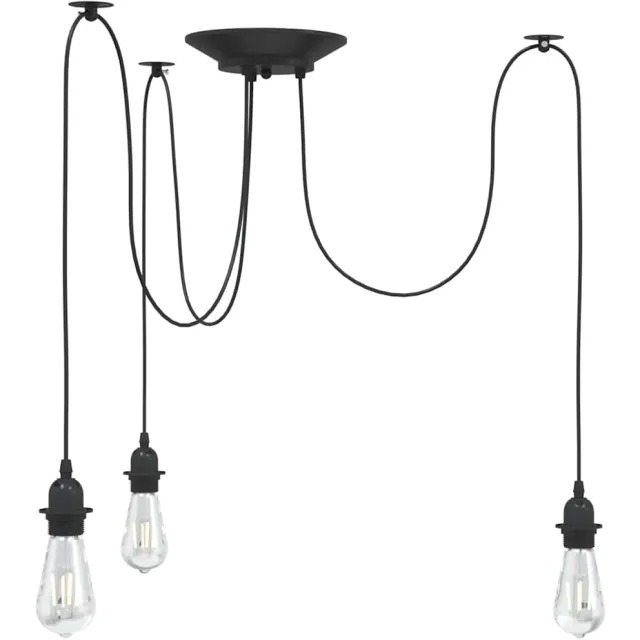 vidaXL Hanglamp met 3 lamphouders E27 metaal zwart