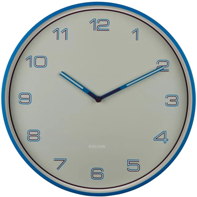 Karlsson Wandklok Lined Numbers - Blauw - Ø40cm - Wandklok Scandinavisch