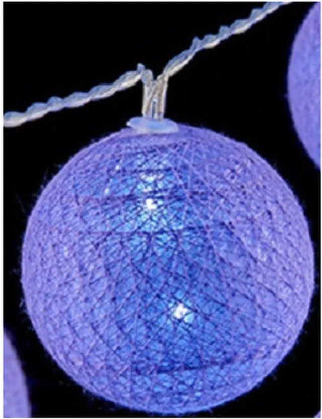 Krist+ lichtsnoer 10 led balletjes - lila paars - 150 cm -batterij