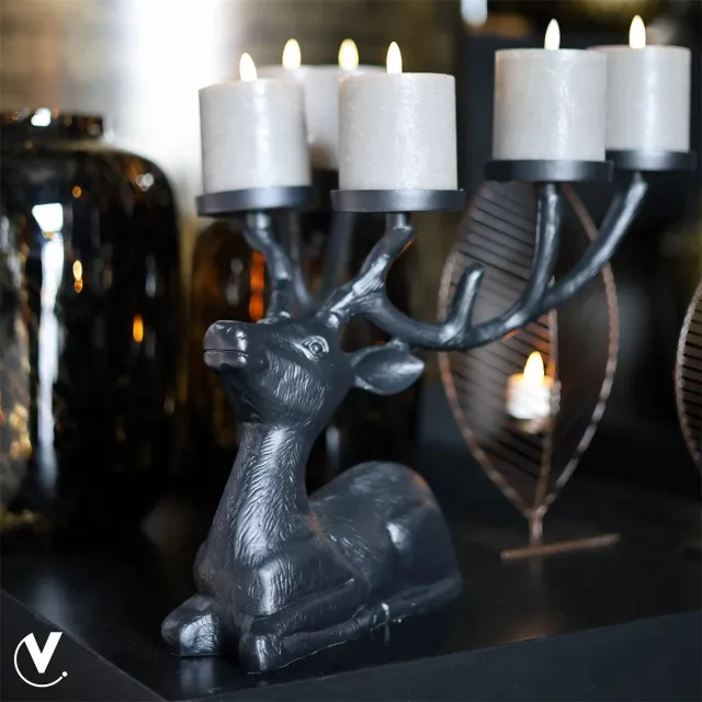 Vase The World Kandelaar Maloca | zwart - black | Hert | Home Decoratie | L37 x B35 x H31 cm