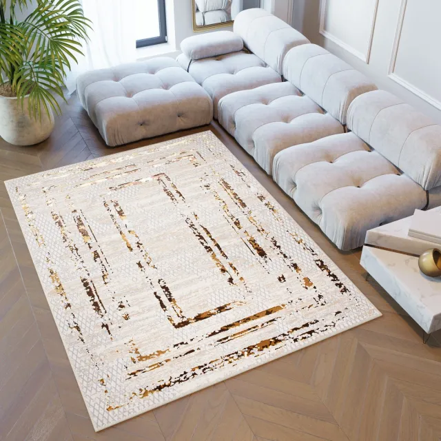 Tapiso Golden Vloerkleed Tapijt Beige Modern Woonkamer Maat- 160x230 Beige Bruin