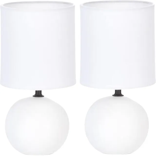 Atmosphera Tafellamp Paris - 2x - dolomiet kunststeen/kunststof - wit - H25 cm - staande designlamp