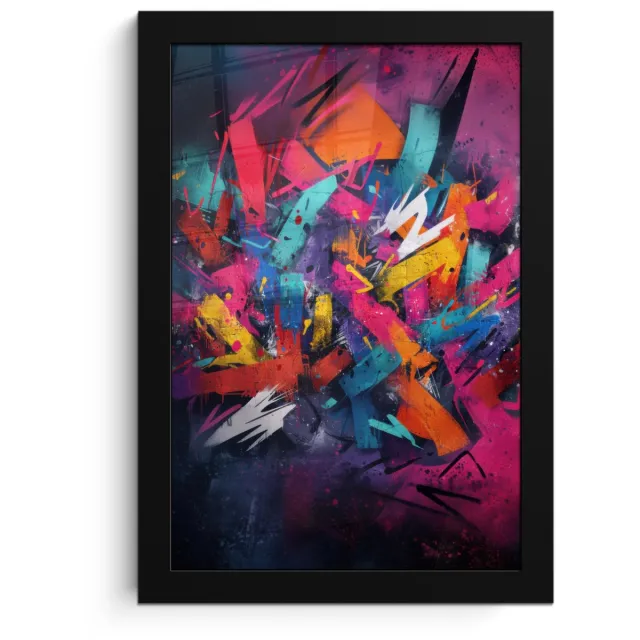 FrameYourWall Poster in lijst - Fotolijst 20x30 cm - Posters - Abstract - Explosie - Neonkleuren - Posterlijst zwart - Decoratie - Wanddecoratie woonkamer - Muurdecoratie slaapkamer