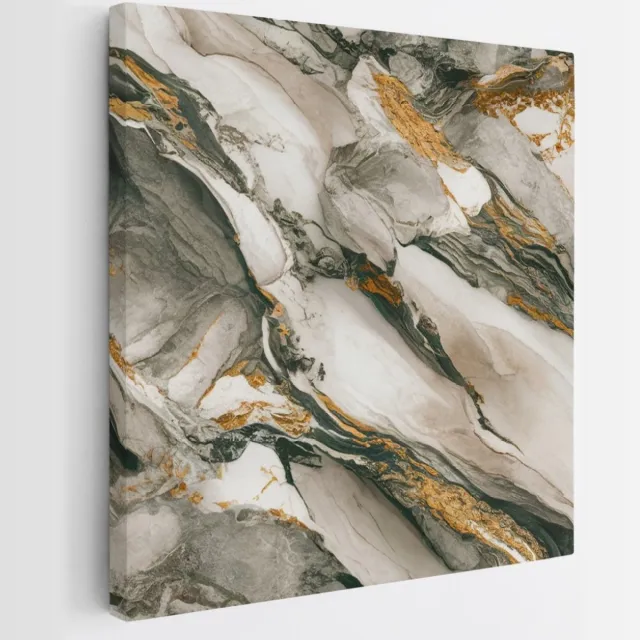 Saammp Canvas Schilderij - grijs marmer - Abstract - 40x40 - Foto op canvas - Wanddecoratie - Muurdecoratie Woonkamer - Slaapkamer decoratie - Canvas Print