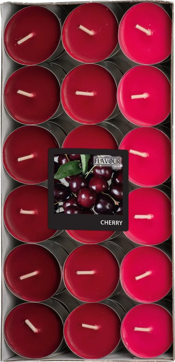 Conpax Candles Conpax Geur theelichtjes/waxinelichtjes - Mega pack - 36x - Cherry aroma - 4,5 branduren Kersenrood