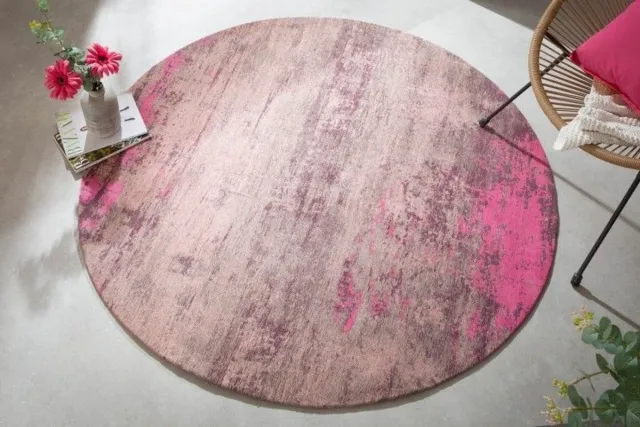 Invicta Interior Vintage tapijt MODERN ART 150cm beige roze gewassen rond used look - 41261 Zie omschrijving