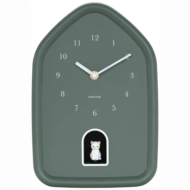 Karlsson Wandklok Modern Kitty - Groen - 29.1x20x29.1cm - Wandklok Modern