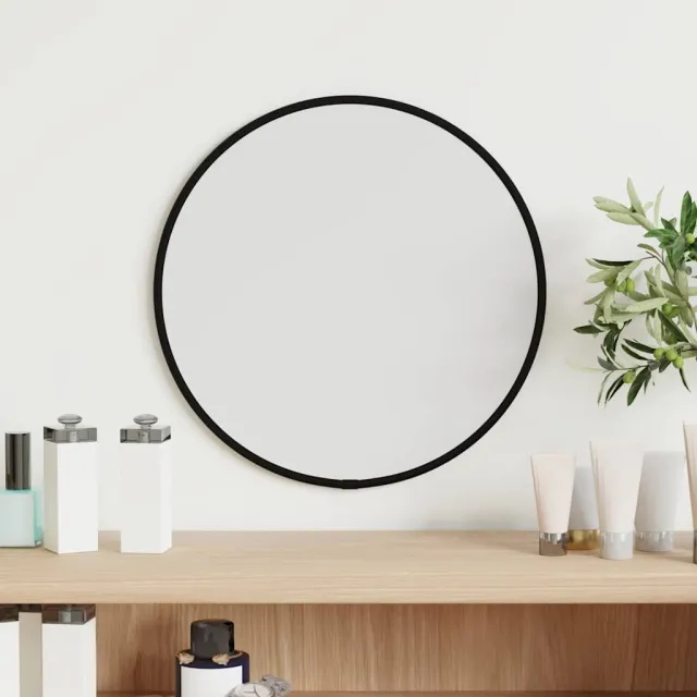 vidaXL Wandspiegel rond Ø30 cm zwart