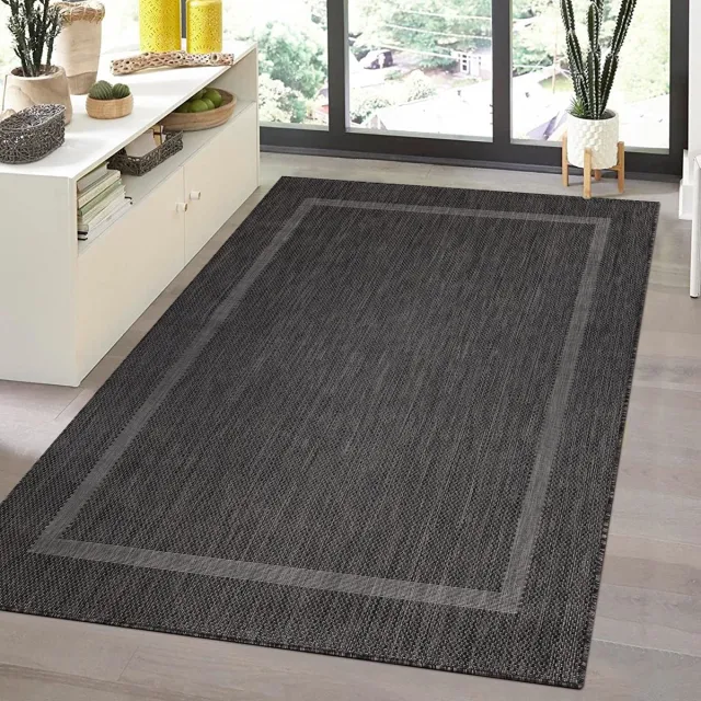 Muratap Relax Uni Binnen en Buiten - Vloerkleed - Indoor & Outdoor - Laagpolig Effen - Zwart- 160x230 CM