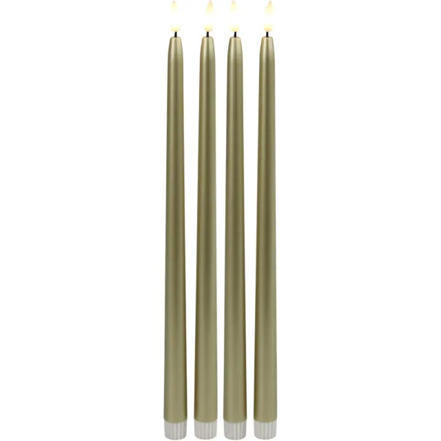 Countryfield LED dinerkaarsen extra lang - 4x st- goud - 38 cm - met afstandsbediening Goudkleurig