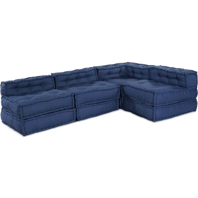 vidaXL Modulair Sofabet Stof Indigo 210 x 140 x 56 cm Blauw