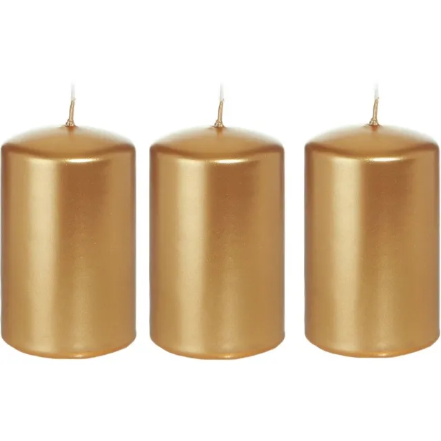 Trend Candles Cilinderkaars/stompkaars - 6x - goud - 5 x 8 cm - 18 branduren - horeca kaarsen Goudkleurig