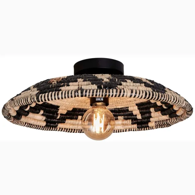 Good&Mojo Plafonniere Andros dia. 45cm, zw/nat. Naturel / zwart