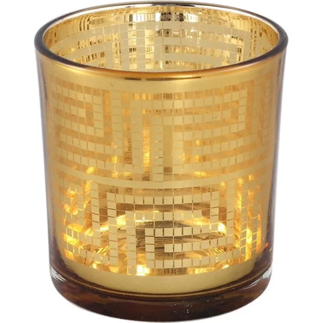 PTMD COLLECTION PTMD Havy Windlicht - 7 x 7 x 8 cm - Glas - Goud