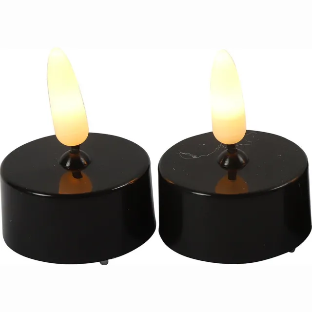 Countryfield LED theelichtjes/waxinelichtjes - 2x st - zwart - met timer - warm wit