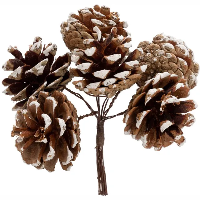 Feeric lights & Christmas Boekje met witte kerstdennenappels, 12 cm Marron