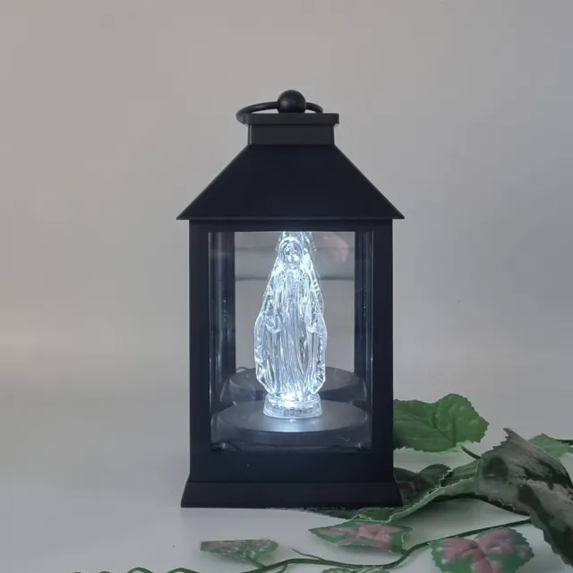 Subito Lantaren - LED - Maria - Zwart - (Koud) Wit licht - Windlicht - Graflicht - Graflantaarn - Grafdecoratie - Herdenkingslicht