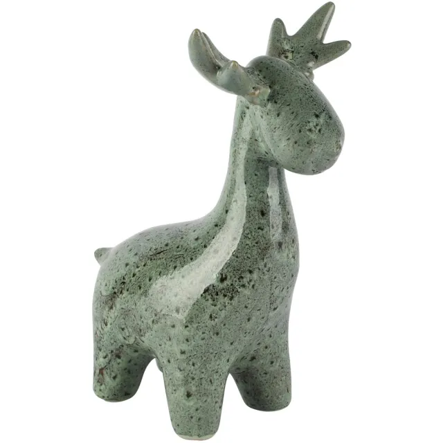 dekoratief Deco rendier staand, groen, keramiek, 15x10x21cm | A265381