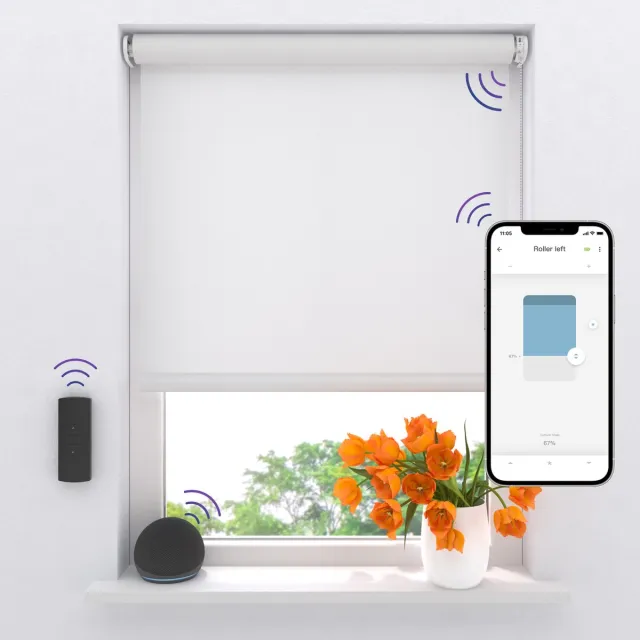 DTCH Elektrisch rolgordijn Lichtdoorlatend - Easy - Bright White - 140 x 190 cm - Motionblinds CMD-03